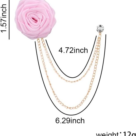 Rose Flower Brooch Pin Wedding Brooches for Men - Picture 2 of 6